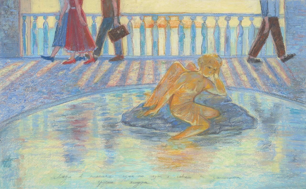 «Люди в платьях куда-то идут и совсем не замечают грусть амура».  Софья Содерберг. Фото предоставлено художницей.